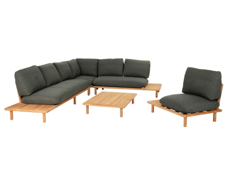 Set mobilier de gradina si terasa Apple Bee Sling, coltar modular 6 persoane, masuta de cafea, gri