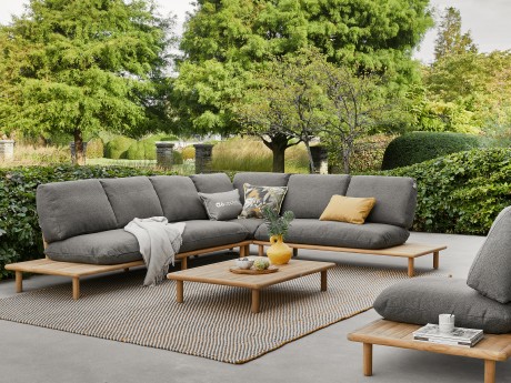Set mobilier de gradina si terasa Apple Bee Sling, coltar modular 6 persoane, masuta de cafea, gri