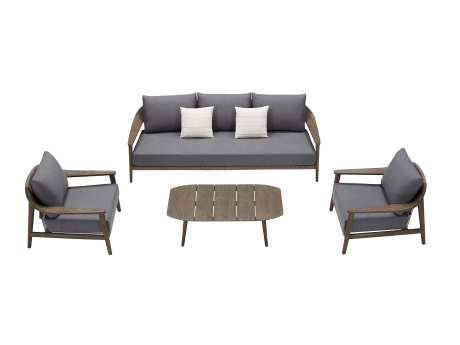 Set mobilier gradina si terasa Higold Leo, 2 fotolii, canapea 3 locuri si masuta de cafea, gri