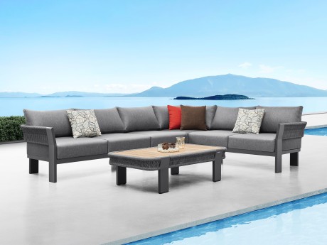 Set mobilier gradina si terasa Higold Borromeo, coltar 5 locuri si masuta, antracit