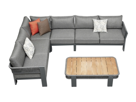 Set mobilier gradina si terasa Higold Borromeo, coltar 5 locuri si masuta, antracit