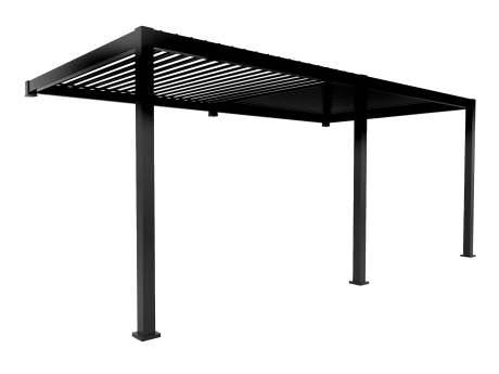Pergola Reflect manuala pentru gradina si terasa, montabil pe perete, aluminiu, antracit, 3x6 m