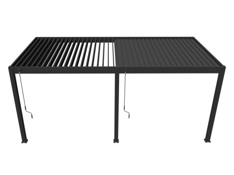 Pergola Reflect manuala pentru gradina si terasa, montabil pe perete, aluminiu, antracit, 3x6 m