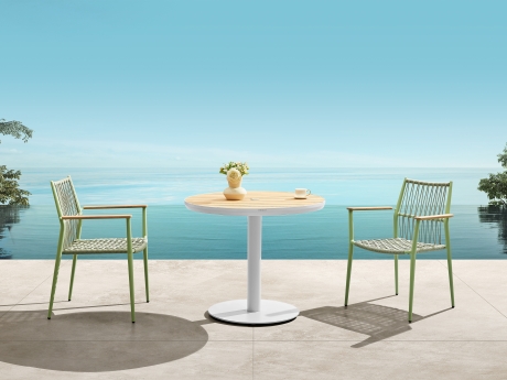 Set masa si scaune gradina Higold Bali, masa rotunda si 4 scaune, verde