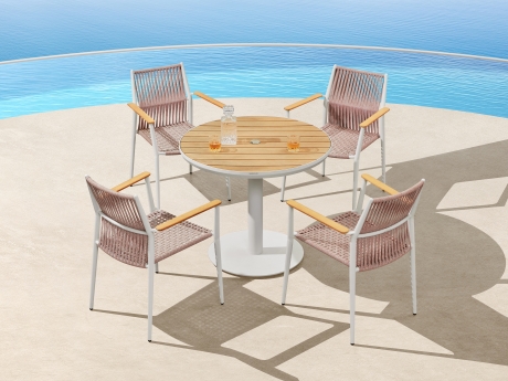 Set masa si scaune gradina Higold Bali, masa rotunda si 4 scaune, portocaliu