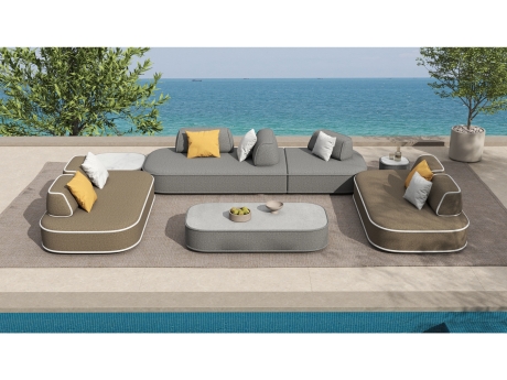 Set mobilier gradina si terasa Higold Olwen pentru 7 persoane, 3 masute de cafea