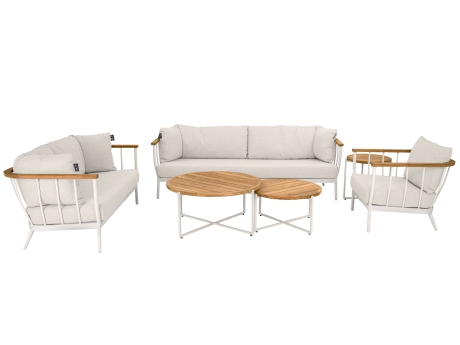 Set mobilier gradina si terasa Apple Bee Condor, canapele, otoman, fotoliu si set masute de cafea, bej, cadru din aluminiu bej