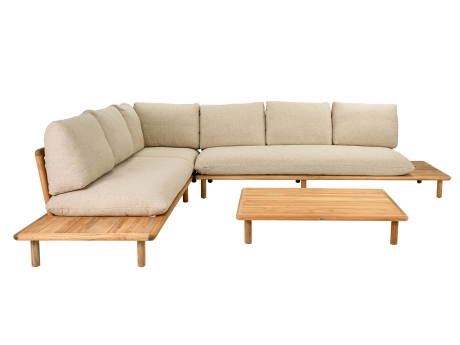 Set mobilier de gradina si terasa Apple Bee Sling, coltar modular 5 persoane, masuta de cafea, bej